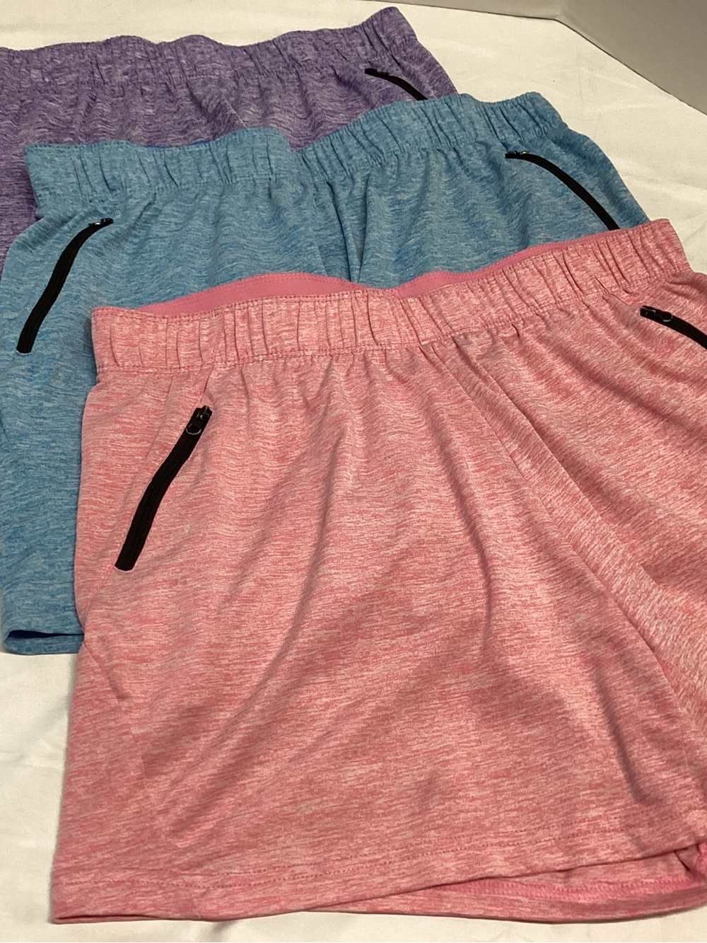 Women’s Heathered Athletic Shorts — Pink, Blue & Purple